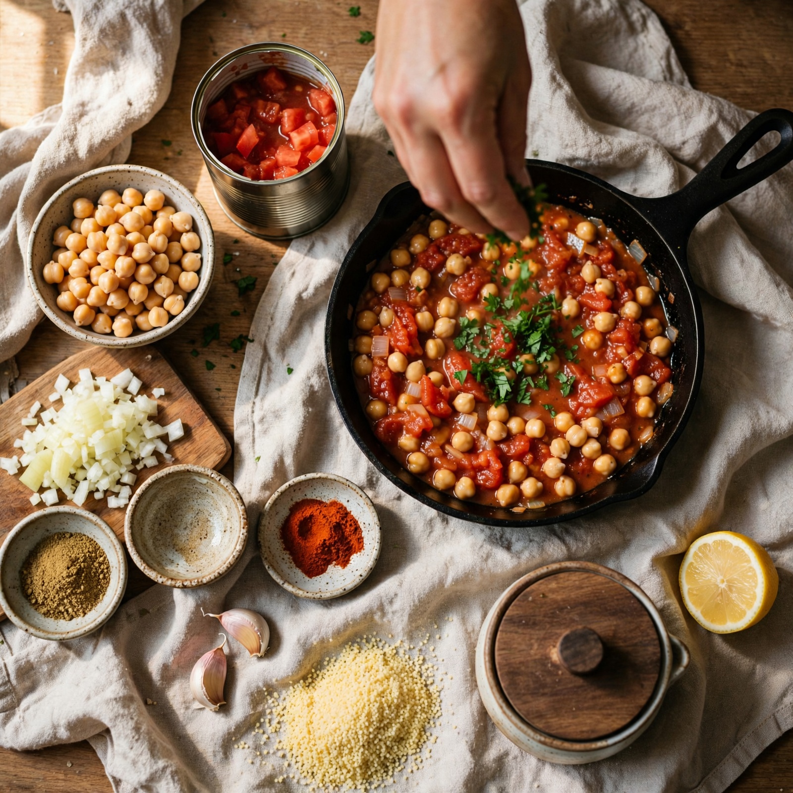 Chickpea and Tomato Skillet with Couscous