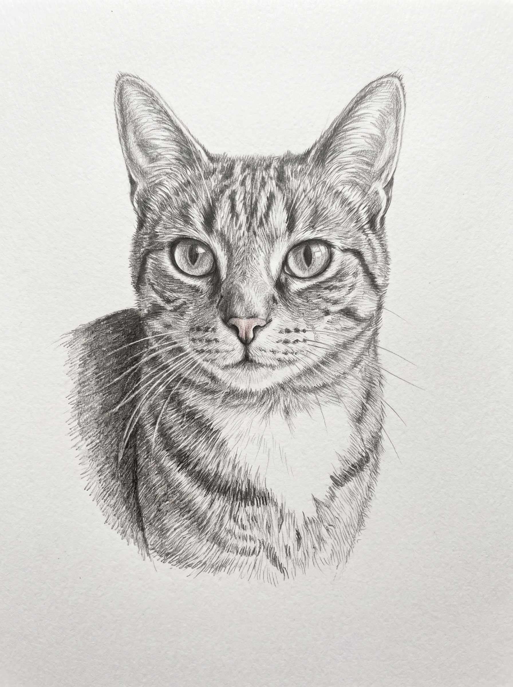 Chat tigré au crayon