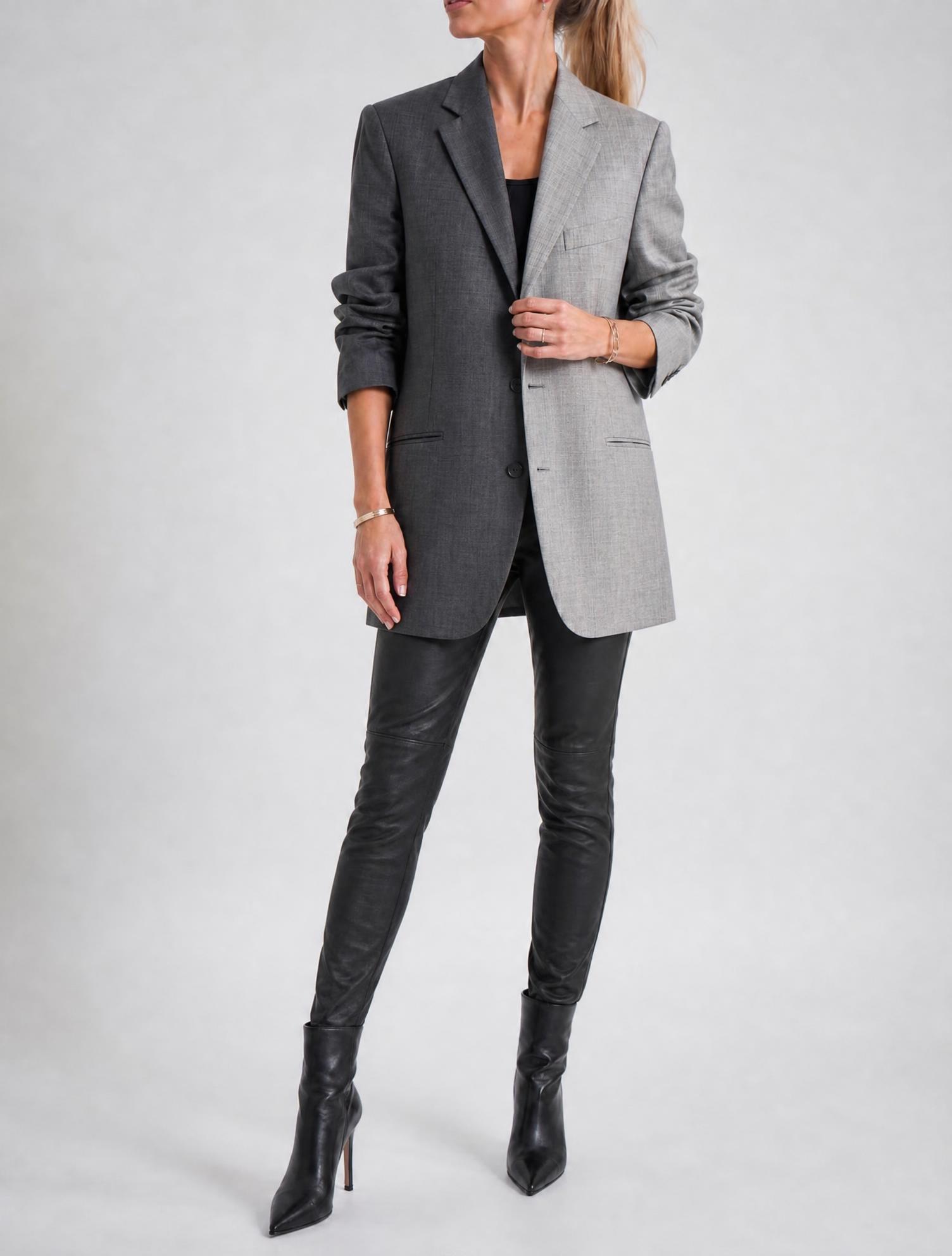 Two-tone grey tailored blazer with notched lapels