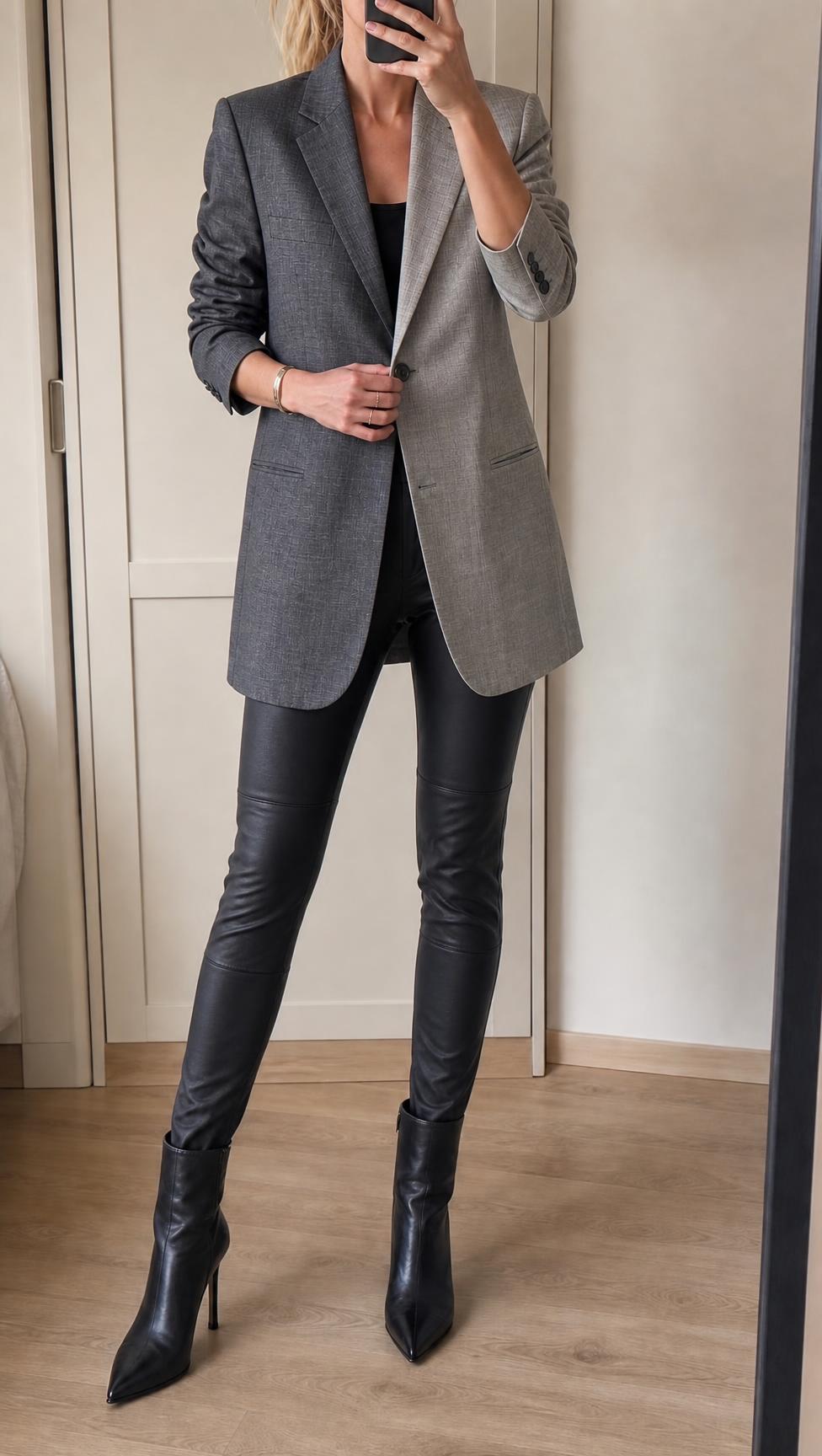 Charcoal Grey Tailored Blazer with Structured Shoulders