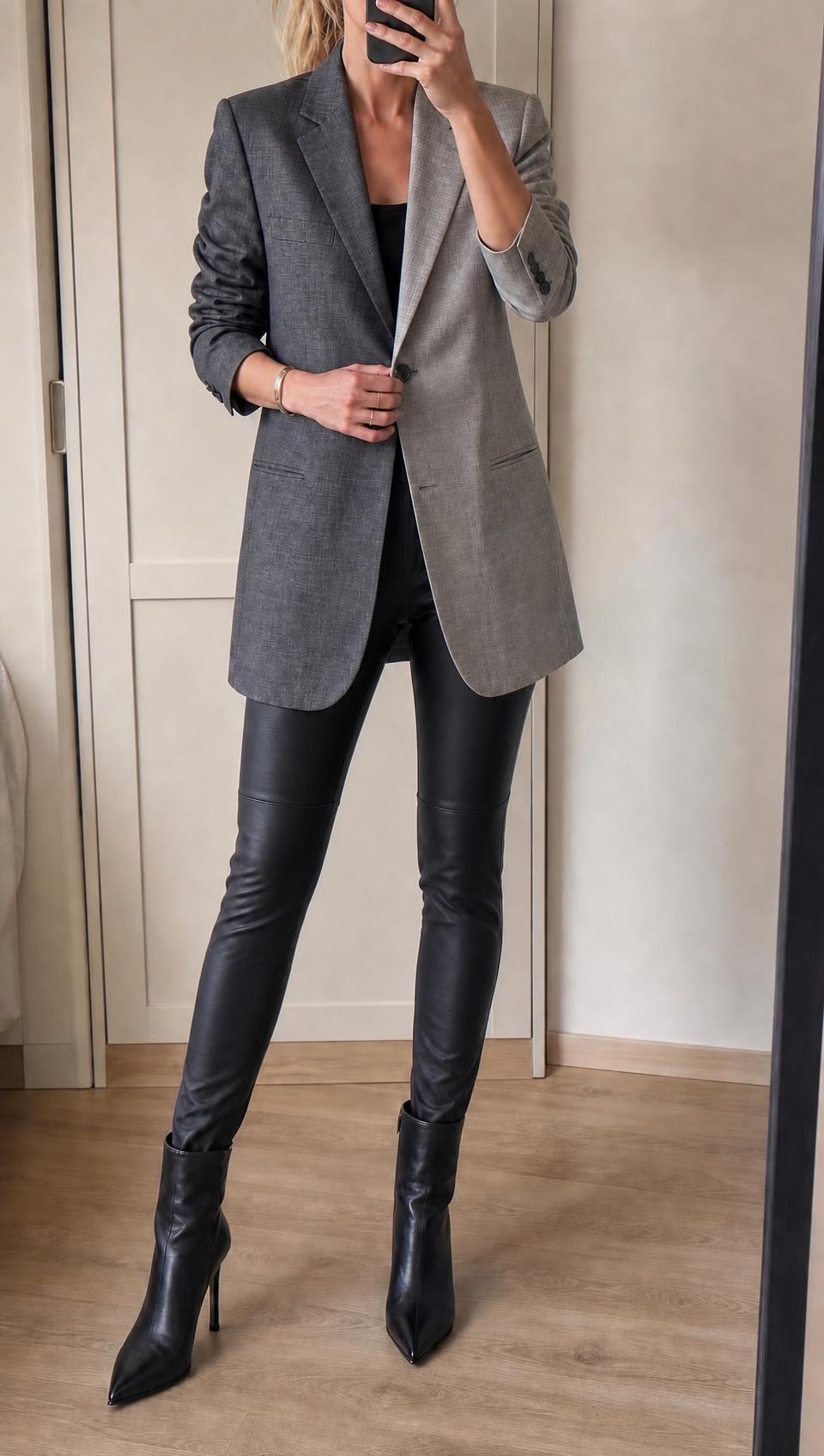 Charcoal Grey Longline Tailored Blazer