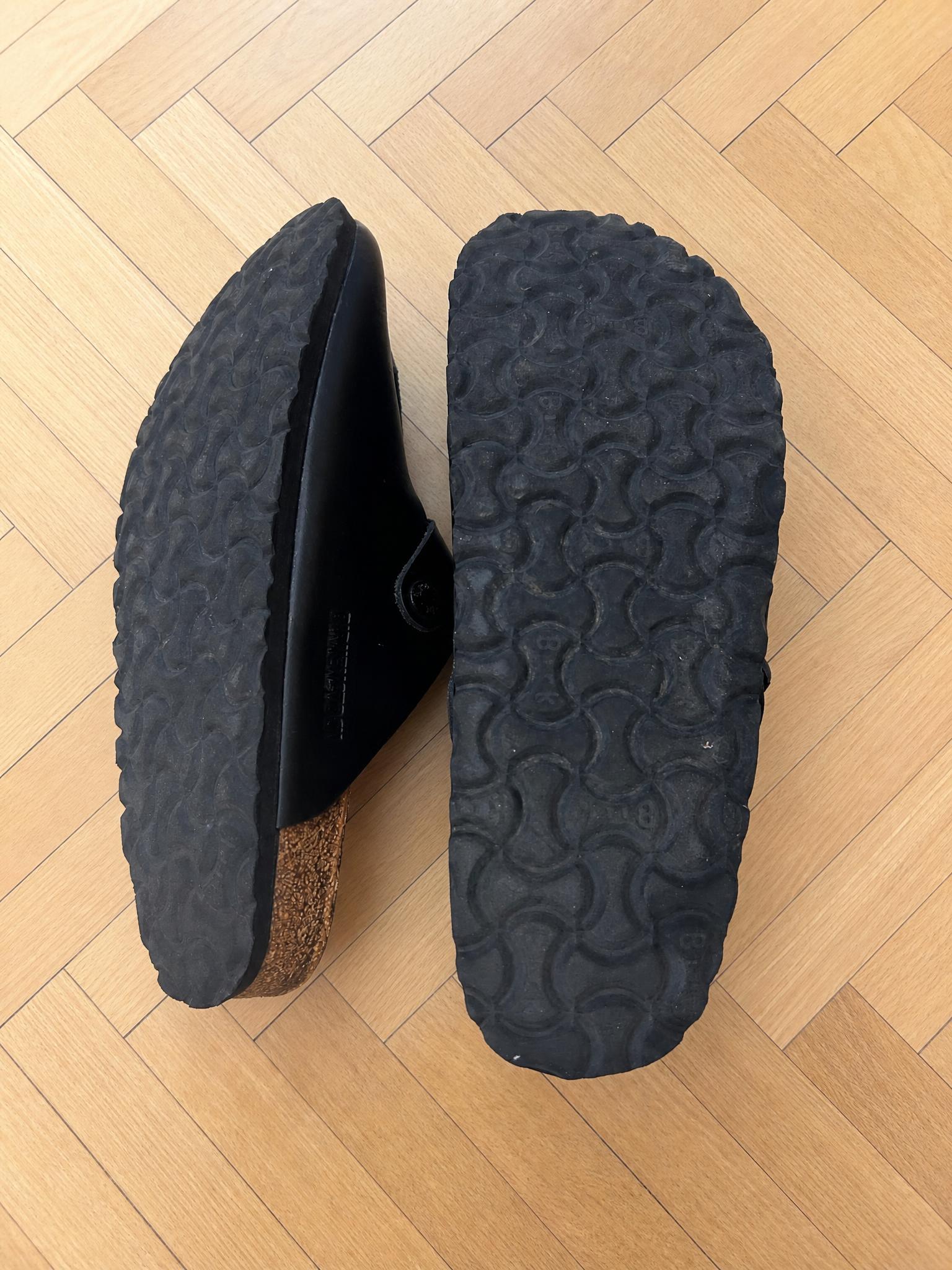 Birkenstock black leather clogs with buckle - good condition