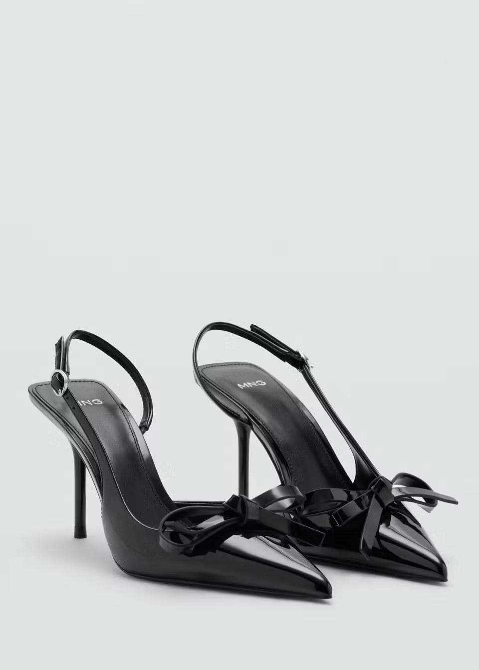 mango, PATENT LEATHER BOW HIGH HEEL SHOE