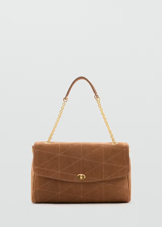 mango, LEATHER SHOULDER BAG WITH CHAIN