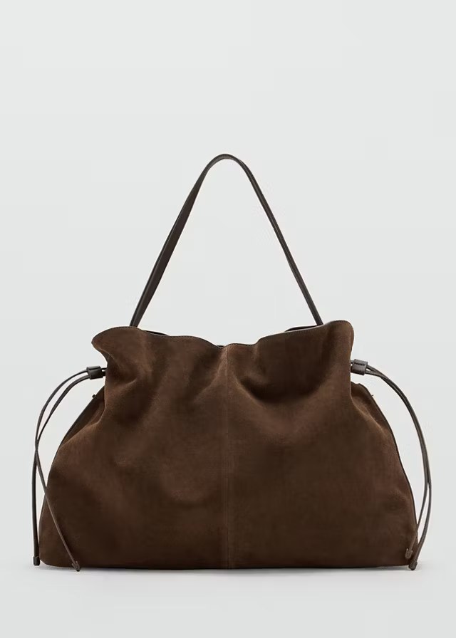 mango, SUEDE DRAWSTRING BAG