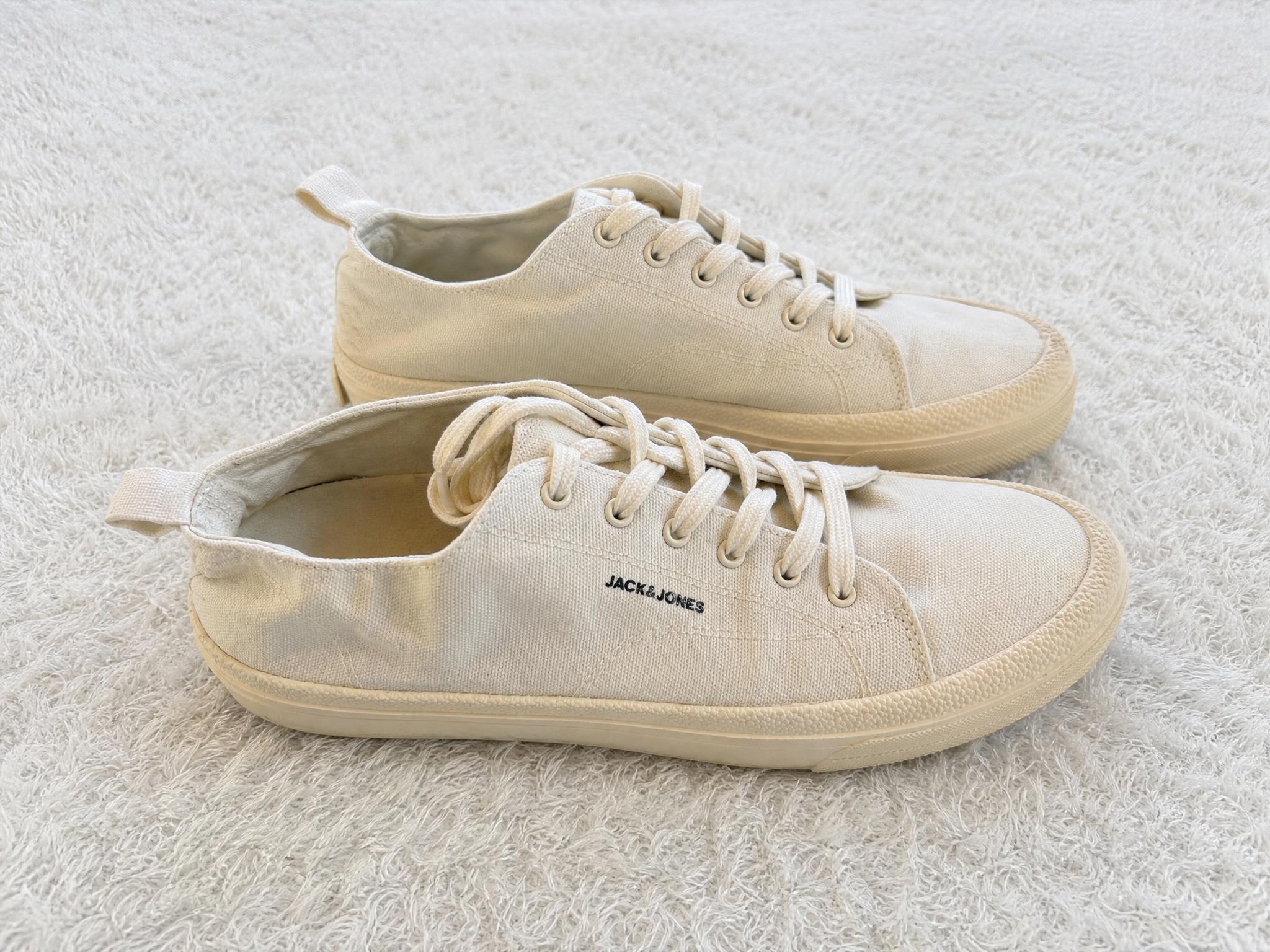 Jack & Jones Cream Canvas Platform Trainers Very Good
