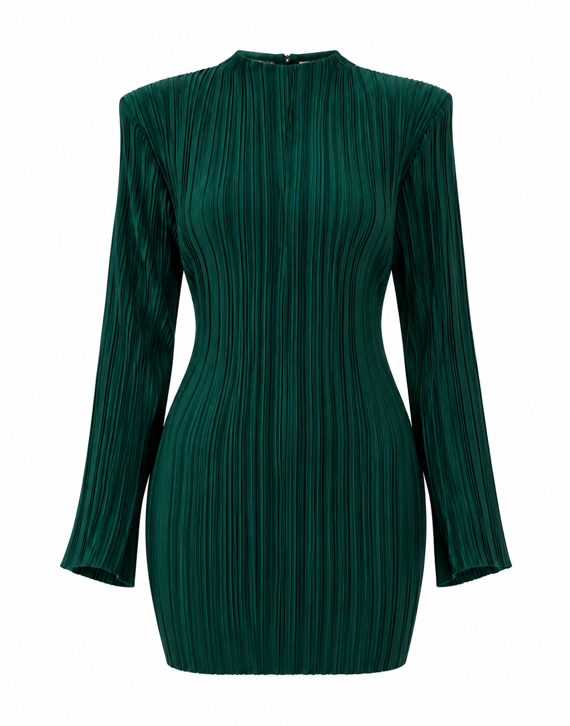 asos, ASOS DESIGN exaggerated sleeve plisse mini dress in emerald green