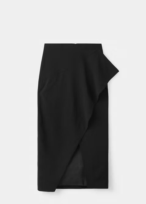 mango, SKIRT WITH SLIT AND RUFFLE DETAIL