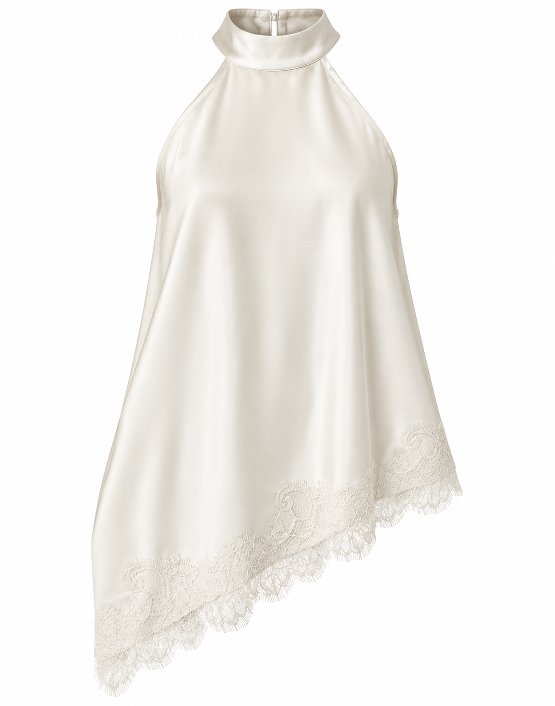 asos, JDY halterneck satin top with lace detail in cream