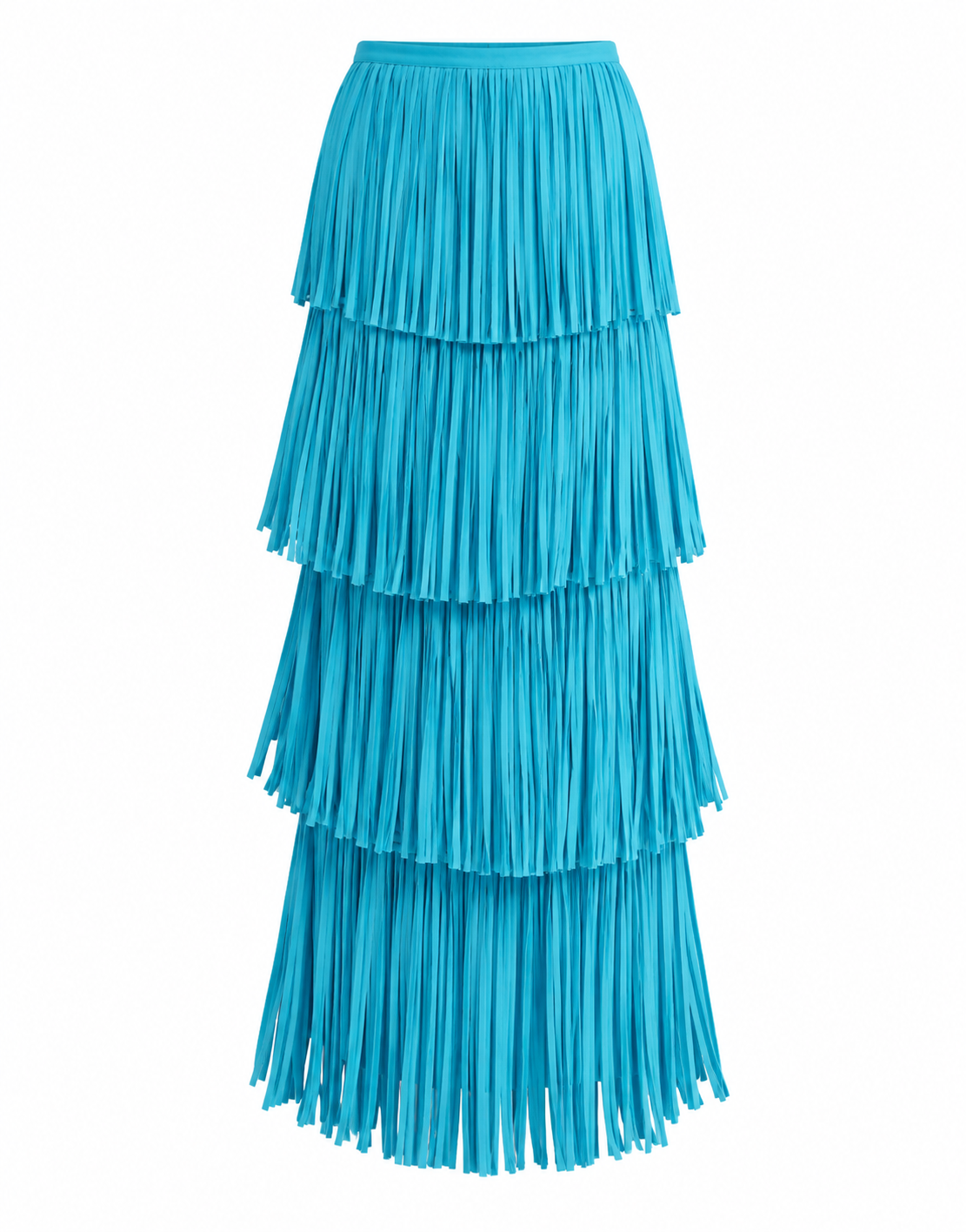 asos, ARRANGE tiered fringe fitted maxi skirt co ord in blue