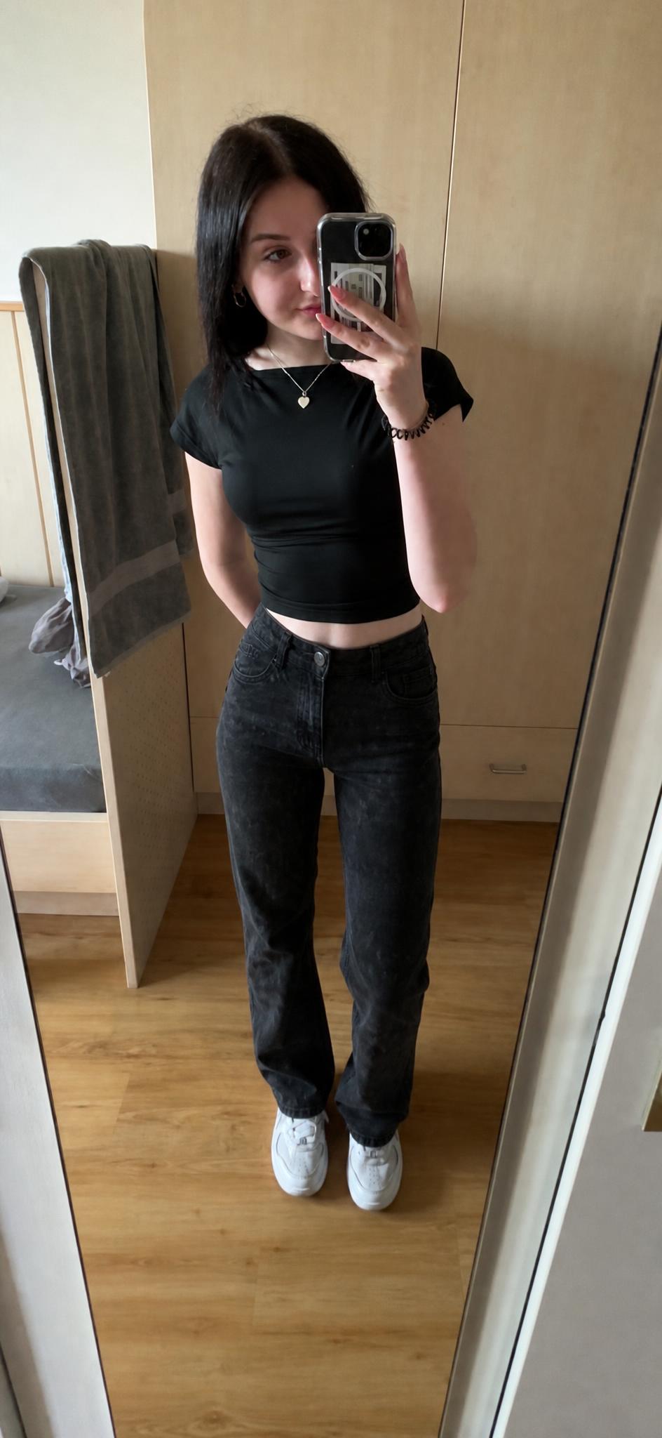 Black High-Waisted Slim Straight-Leg Jeans