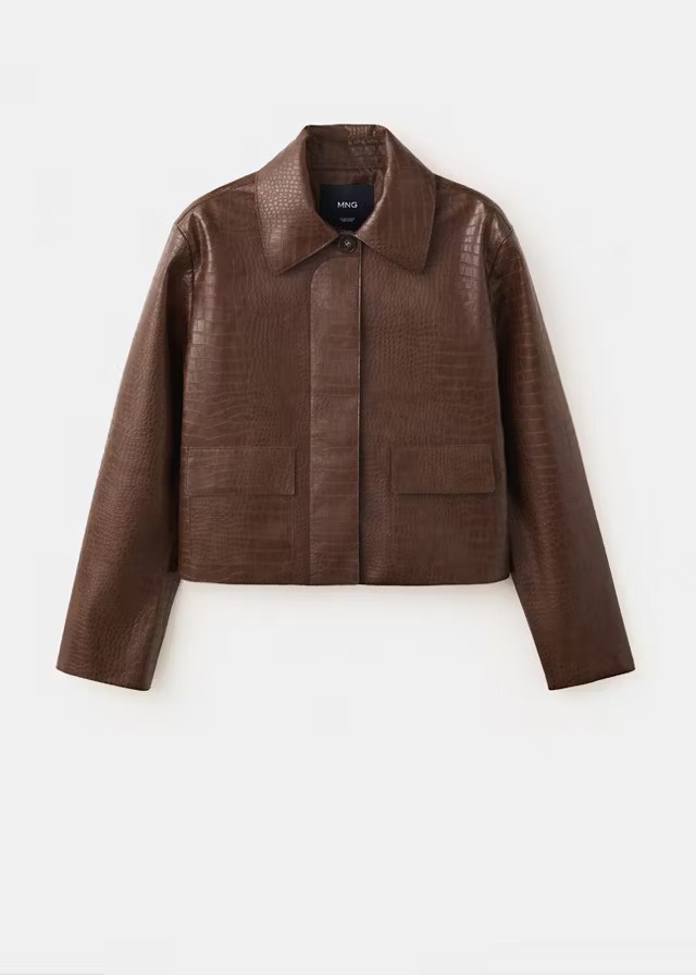 mango, CROC-EFFECT FAUX LEATHER JACKET