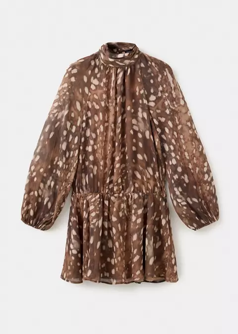 mango, PRINTED DRESS WITH A ROLL NECK