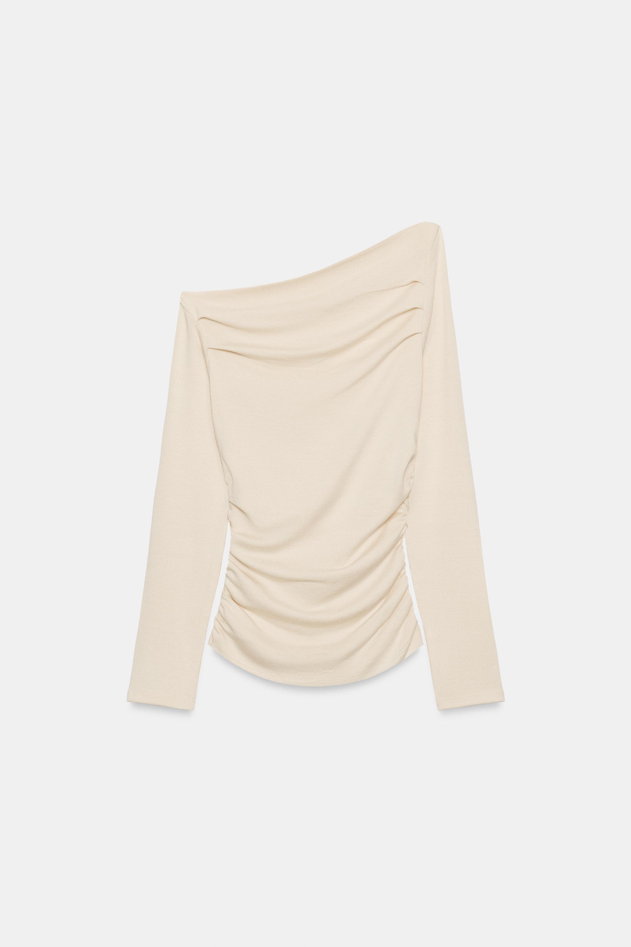 zara, ASYMMETRICAL DRAPED TOP
