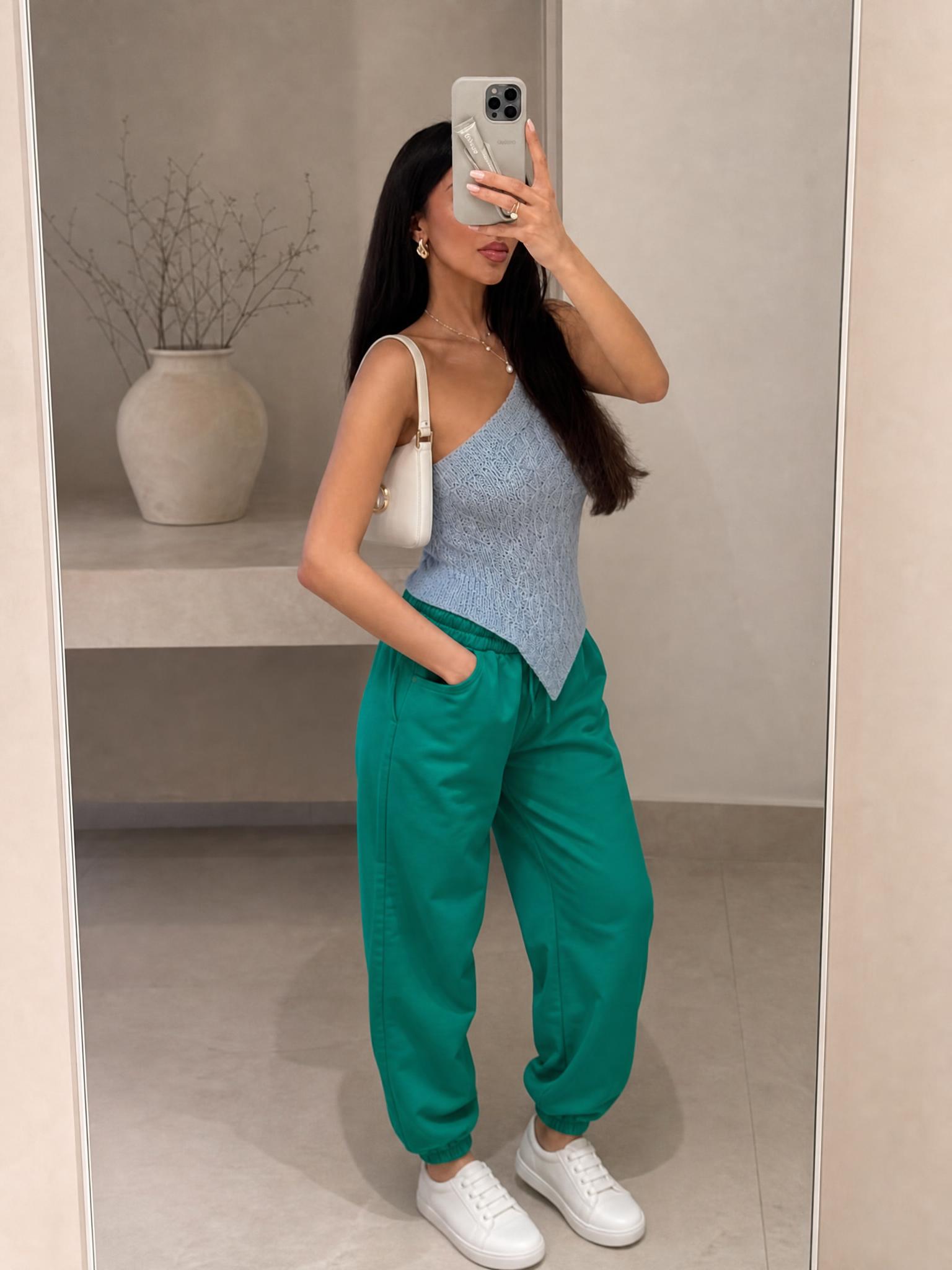Happiness green jogger trousers with elasticated cuffs new
