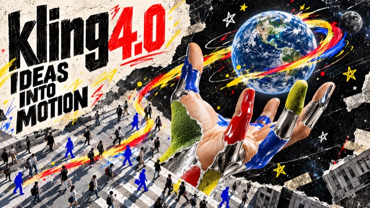 Kling 4.0 Ideas into Motion collage poster
