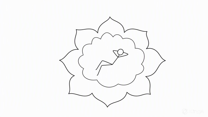 Line sketch of a lotus with a figure inside
