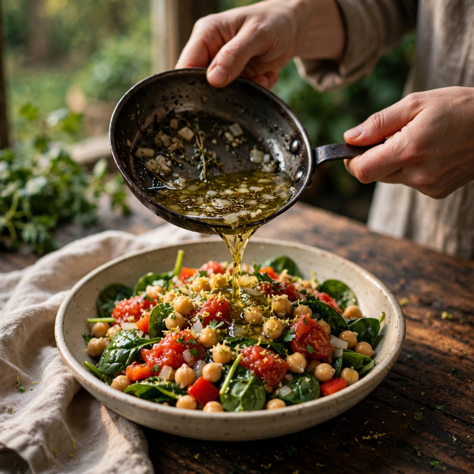 Lemon Chickpea and Spinach Salad with Fresh Tomatoes