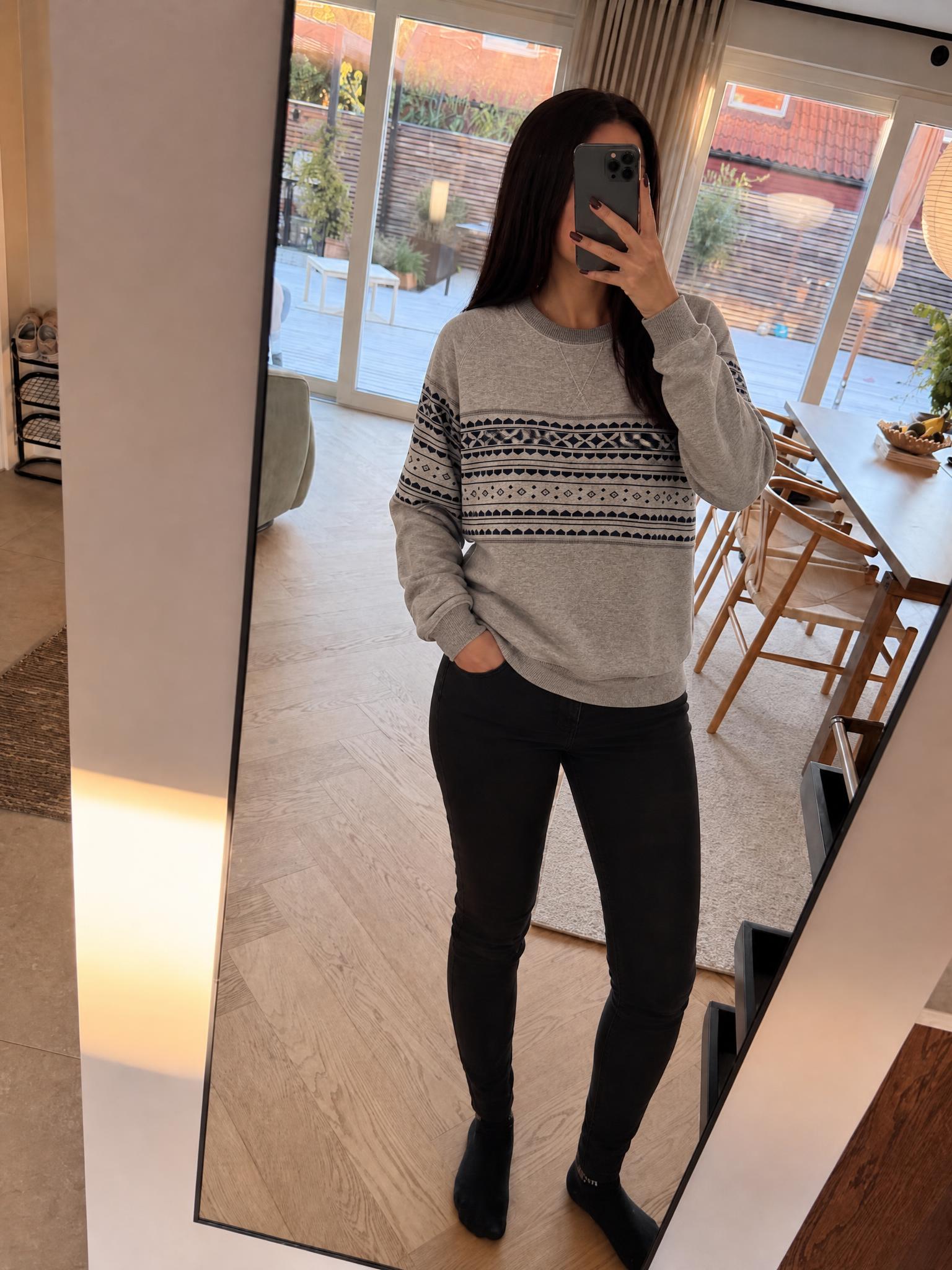 Varg Grey Nordic Pattern Crewneck Sweatshirt