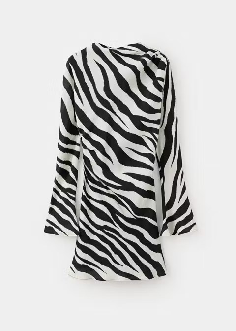 mango, ZEBRA-PRINT DRESS WITH FLARED SLEEVES