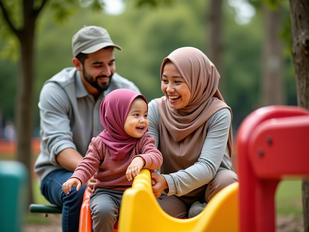 A family, a mother, father, and two children, looking at a large map of a city, discussing and pointing, symbolizing the process of choosing an urban destination for their family vacation.