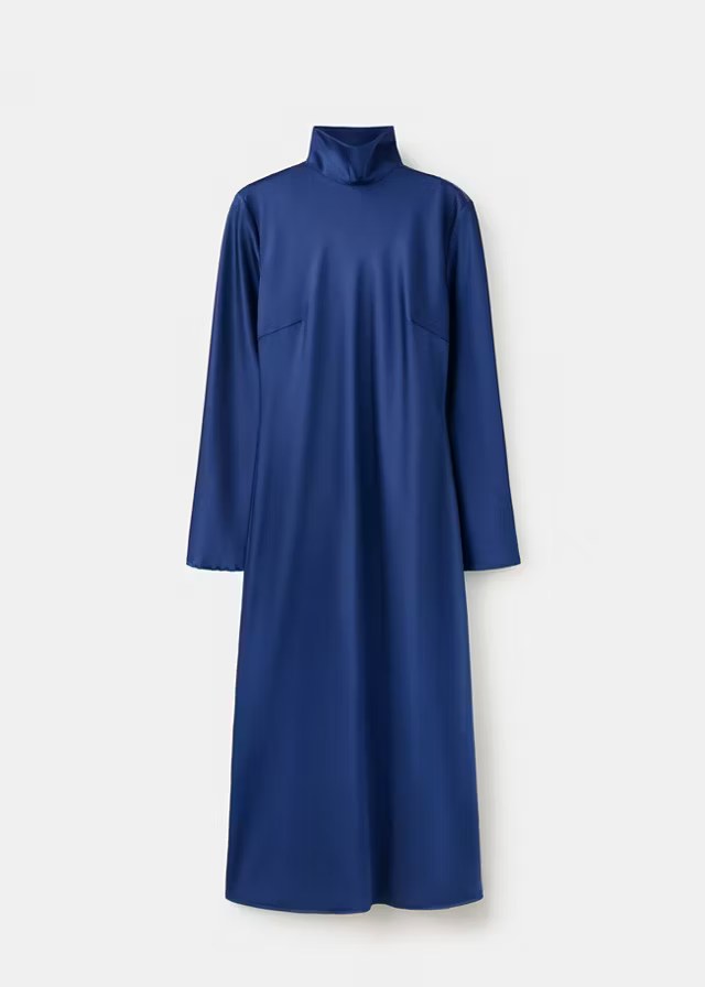 mango, SATIN HIGH-NECK DRESS
