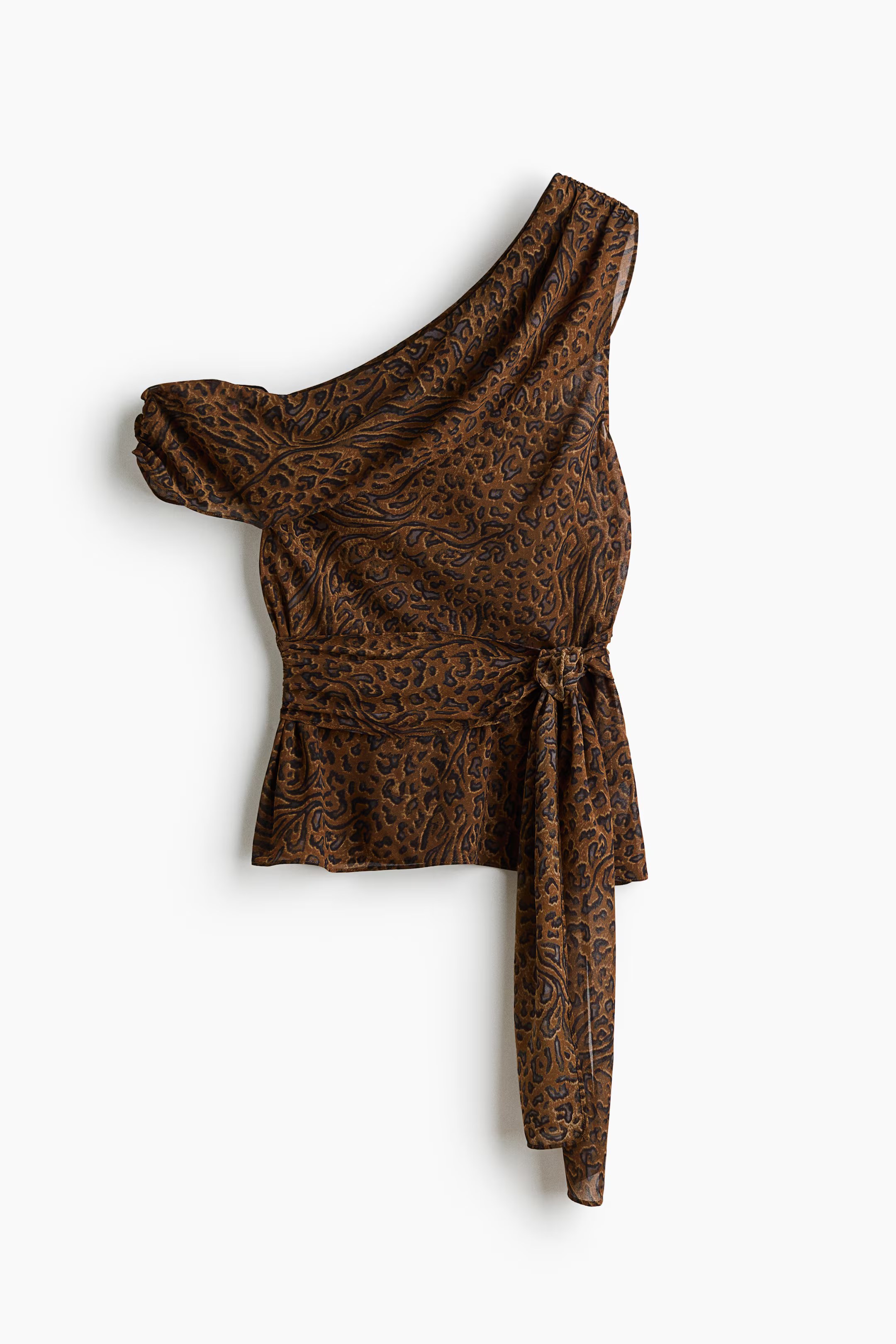 h&m, ONE-SHOULDER CHIFFON TOP