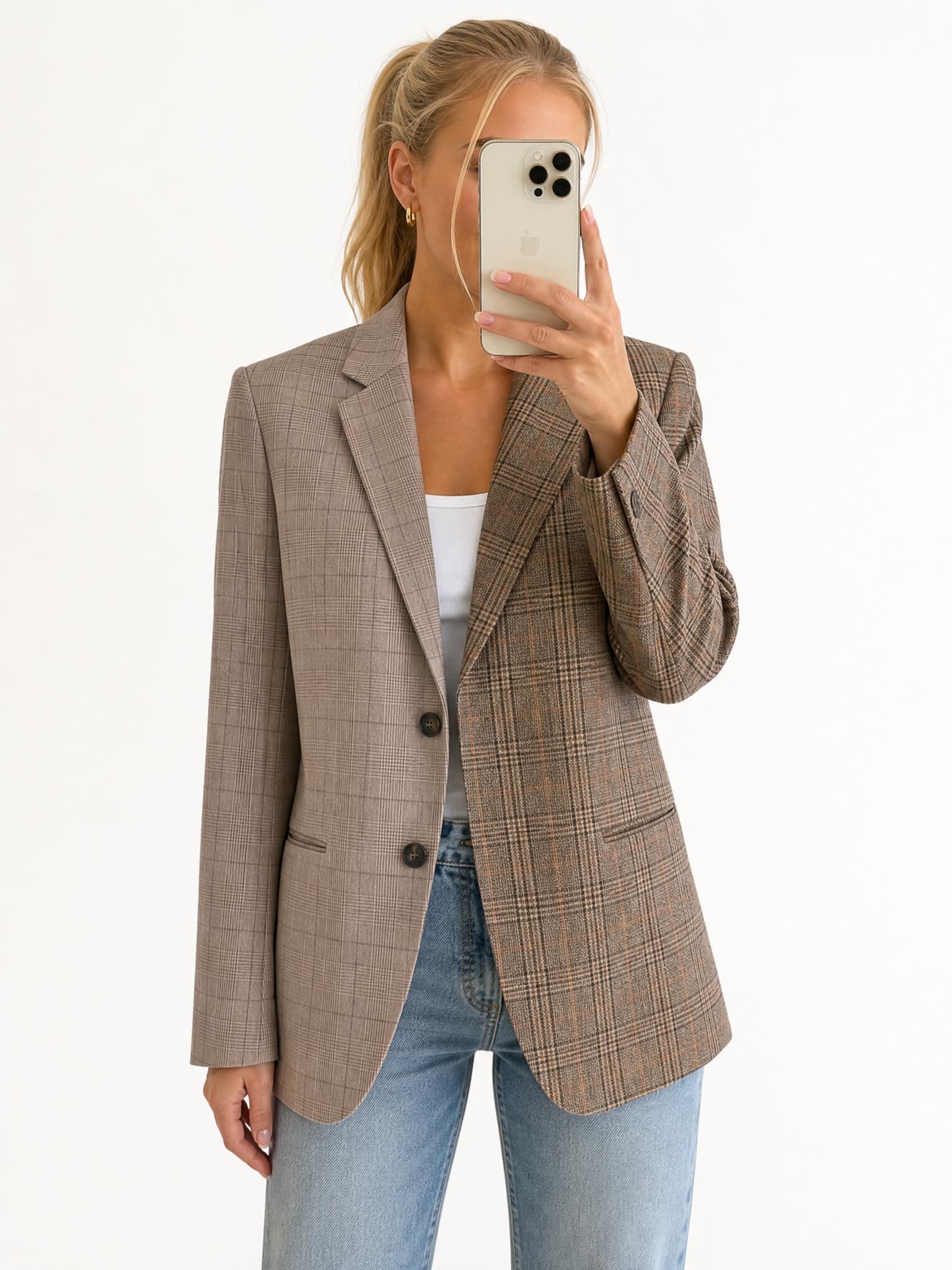 COTO The Label Two-Tone Checked Tailored Blazer