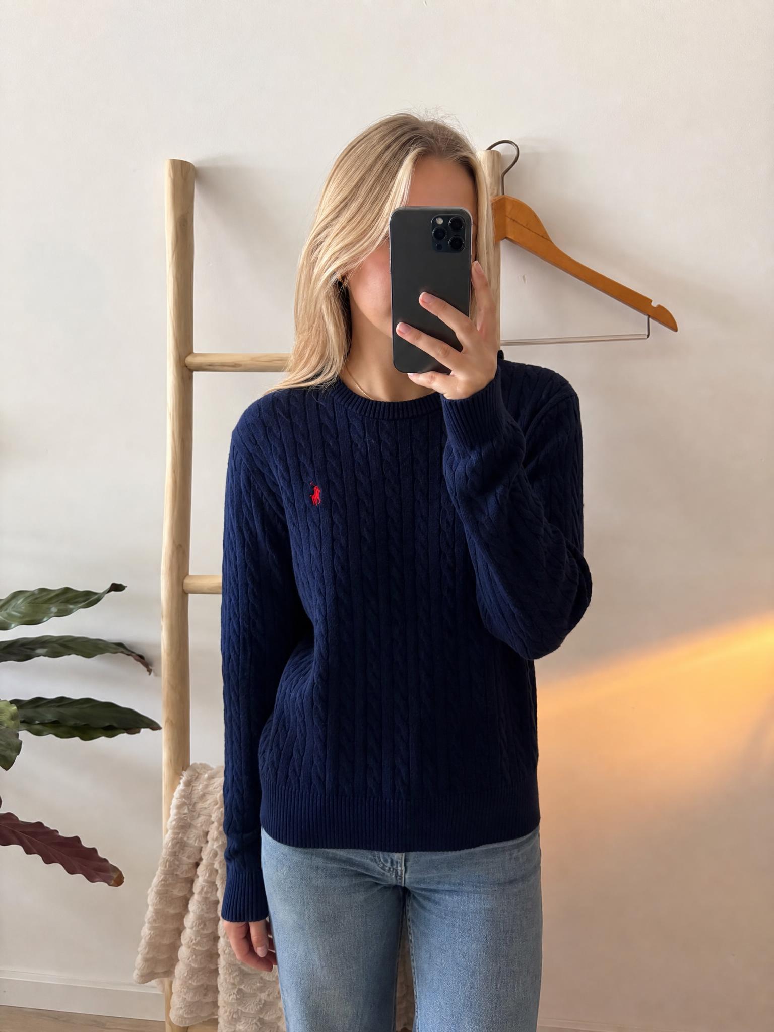 Polo Ralph Lauren Navy Cable Knit Crewneck Jumper