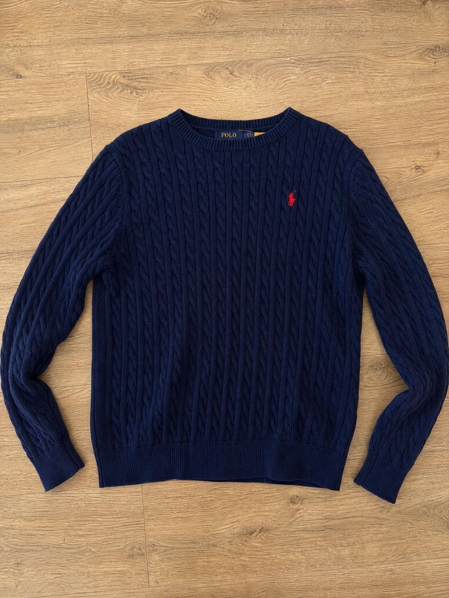 Polo Ralph Lauren Navy Cable Knit Jumper with Pony Logo