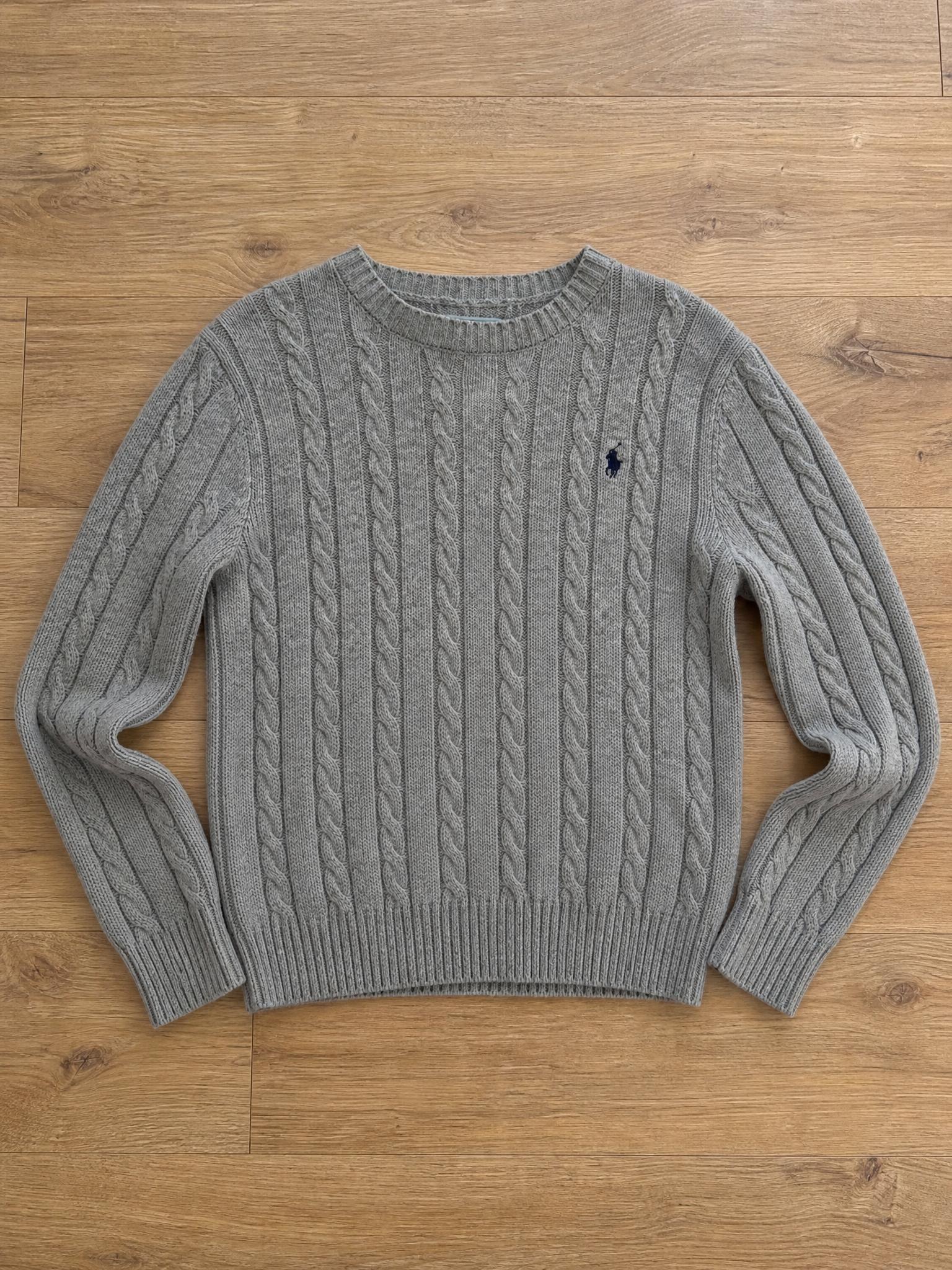 Polo Ralph Lauren Grey Cable Knit Crew Neck Jumper