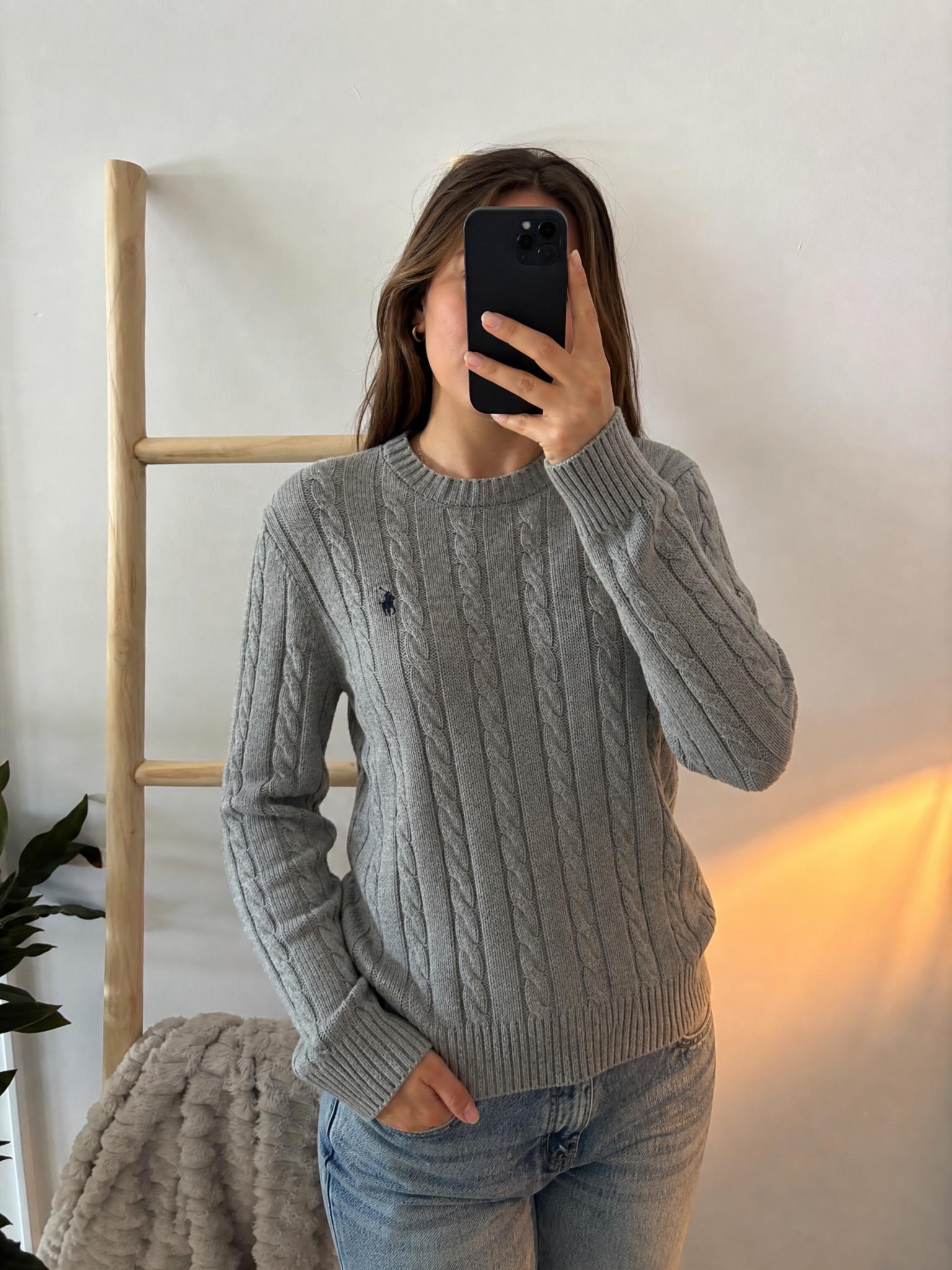 Polo Ralph Lauren Cable Knit Crewneck Jumper Grey