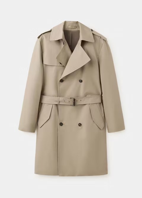 mango, WATER-REPELLENT BELTED TRENCH COAT