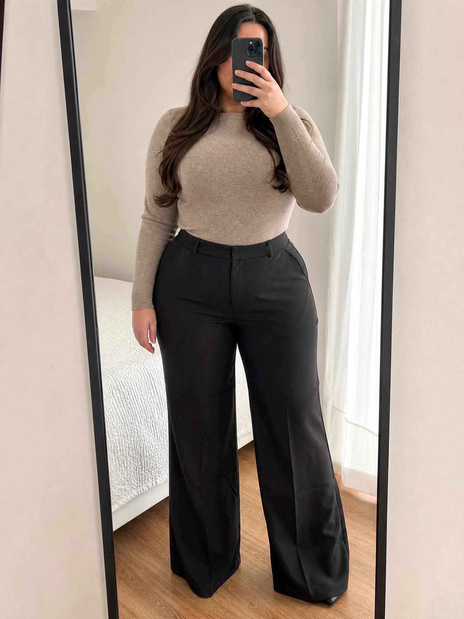 Zara black high-waisted wide-leg tailored trousers NWT
