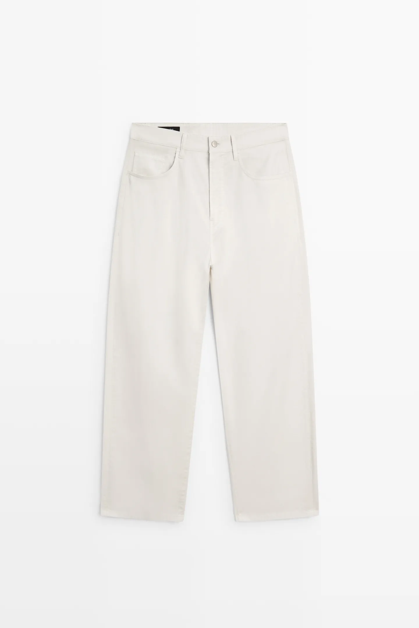 massimo dutti, BARREL FIT POPLIN DENIM-EFFECT PANTS