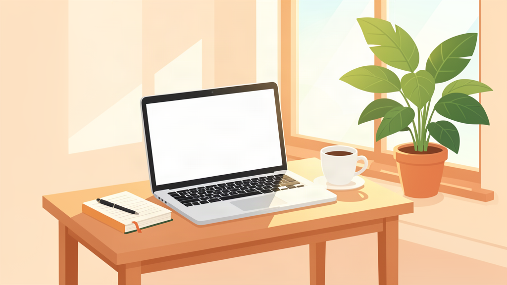 블로그를 시작하는 책상 일러스트