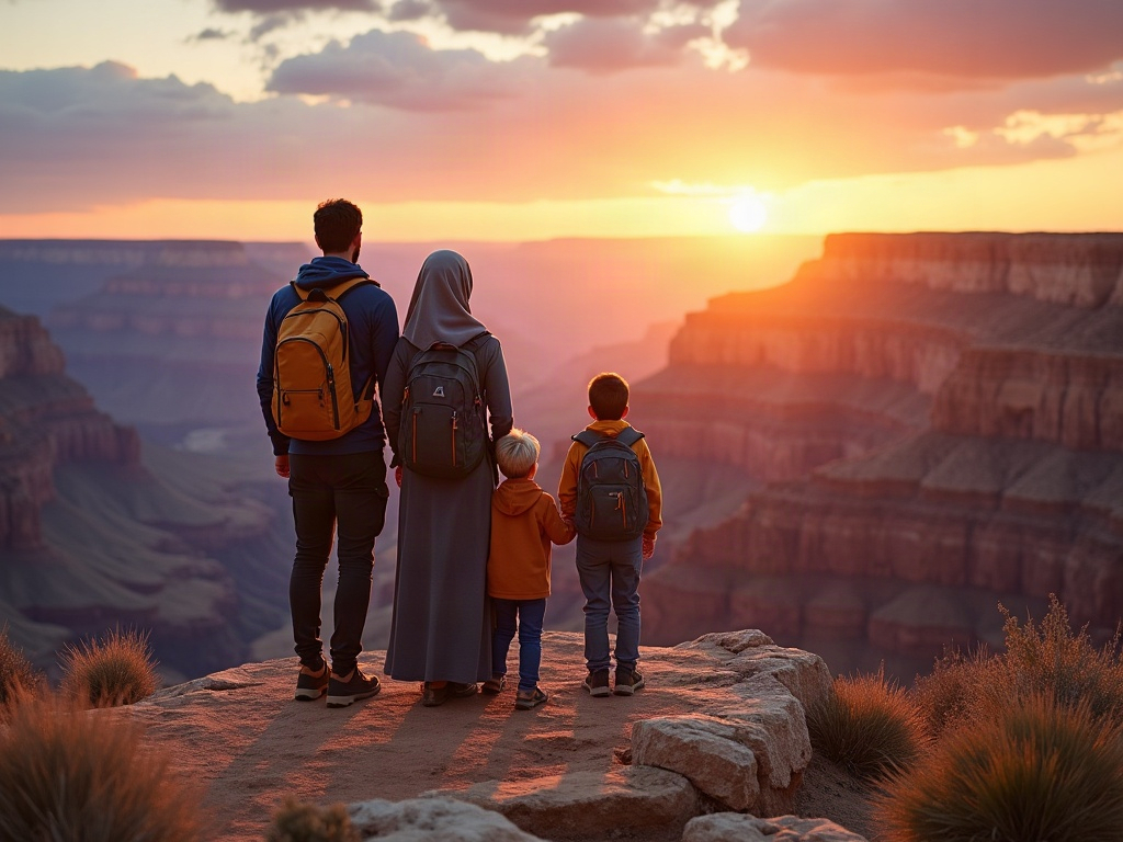 Panoramic view of the Grand Canyon, showcasing its immense scale and geological layers.