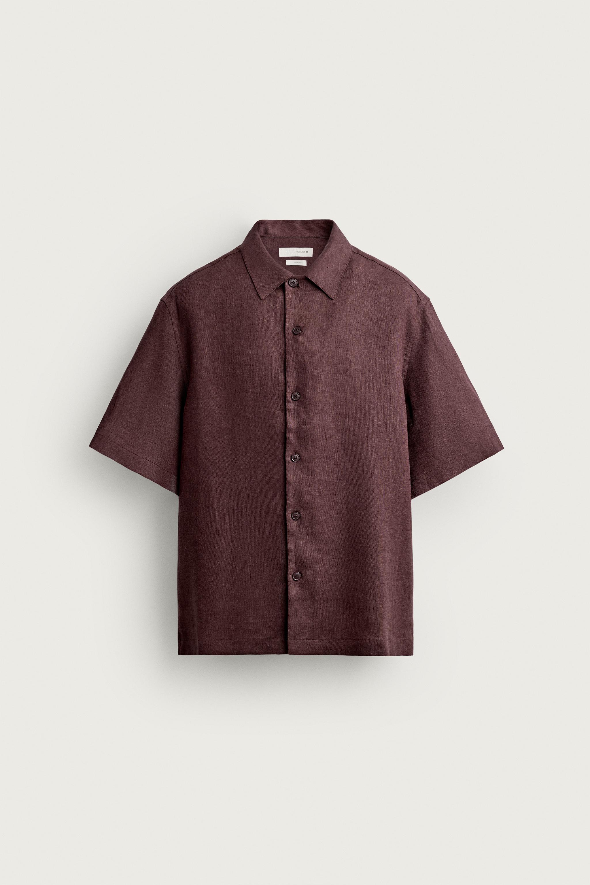 zara, 100% LINEN RELAXED FIT SHIRT