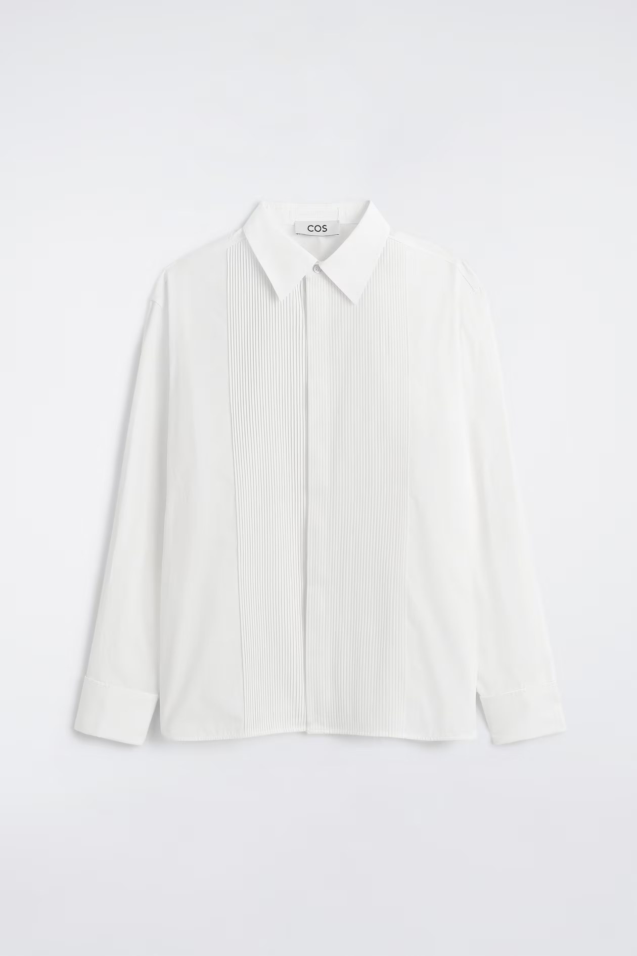 cos, PINTUCKED COTTON TUXEDO SHIRT