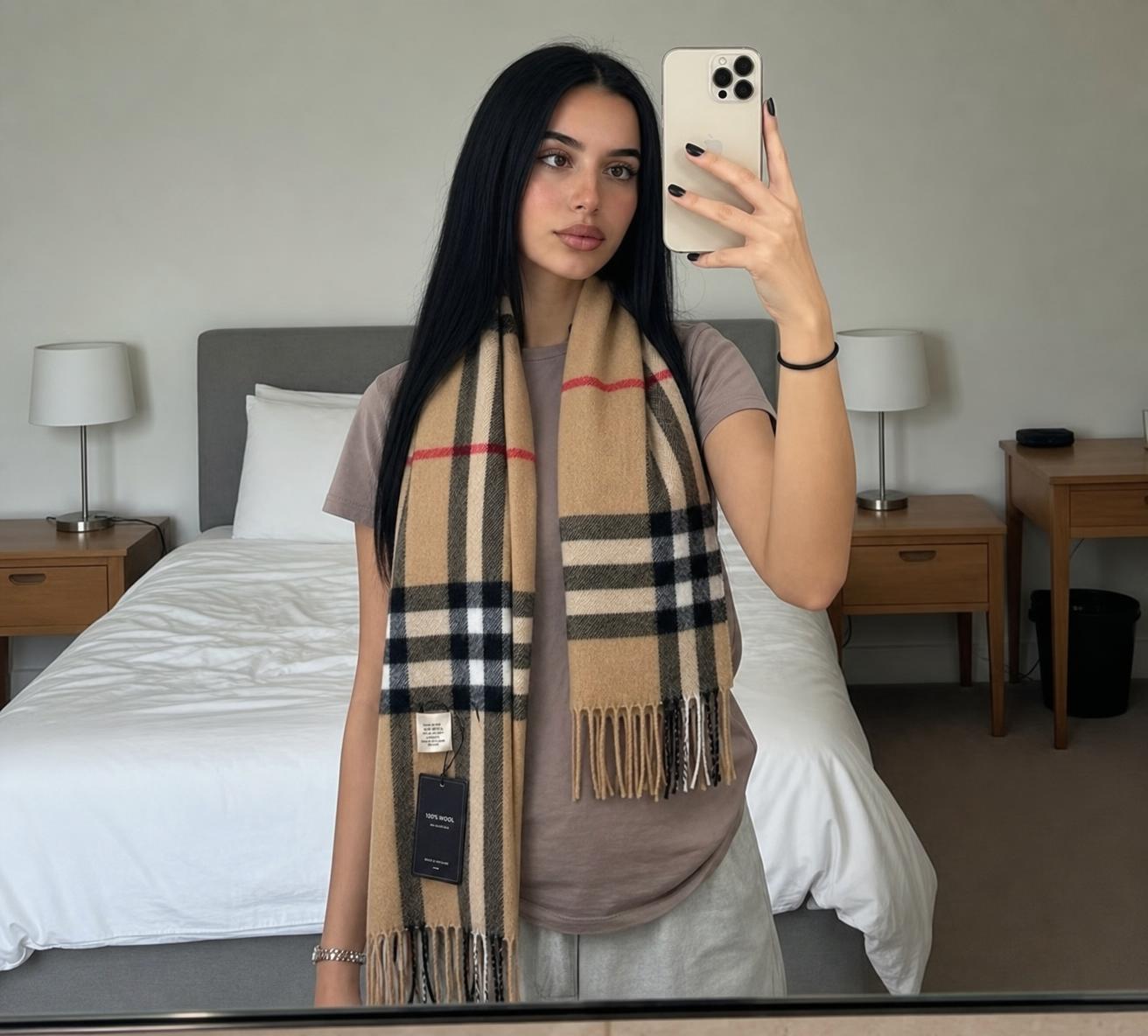 Burberry 100% Wool Check Scarf with Tags