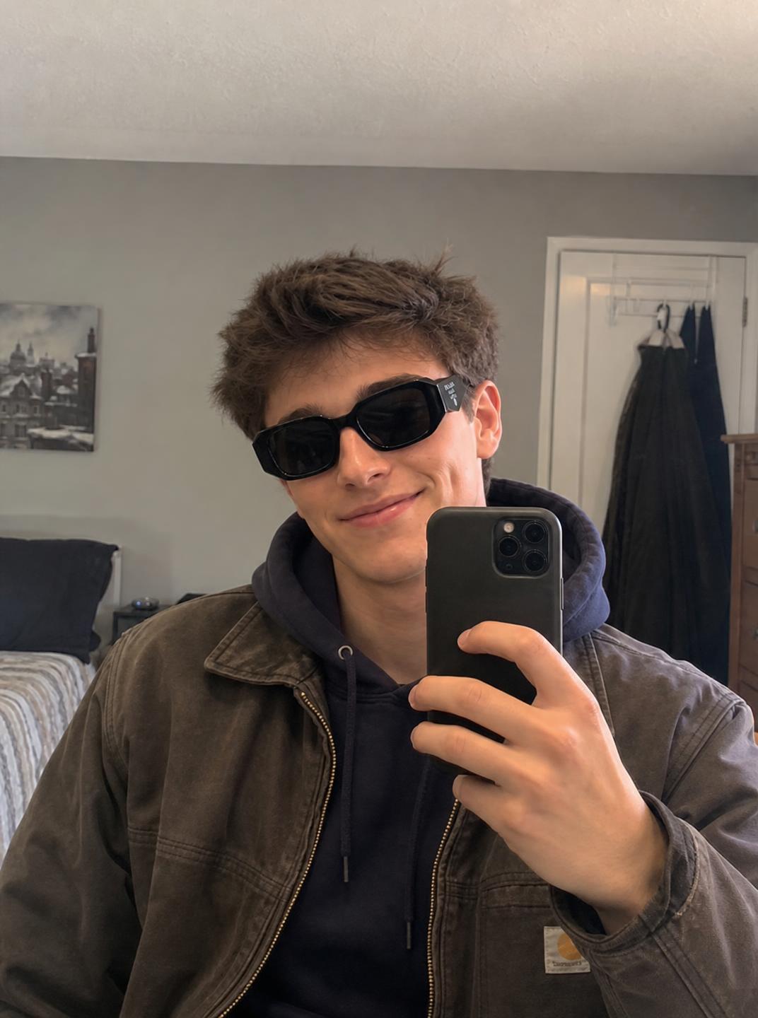Prada Milano Oversized Black Rectangular Sunglasses Very Good