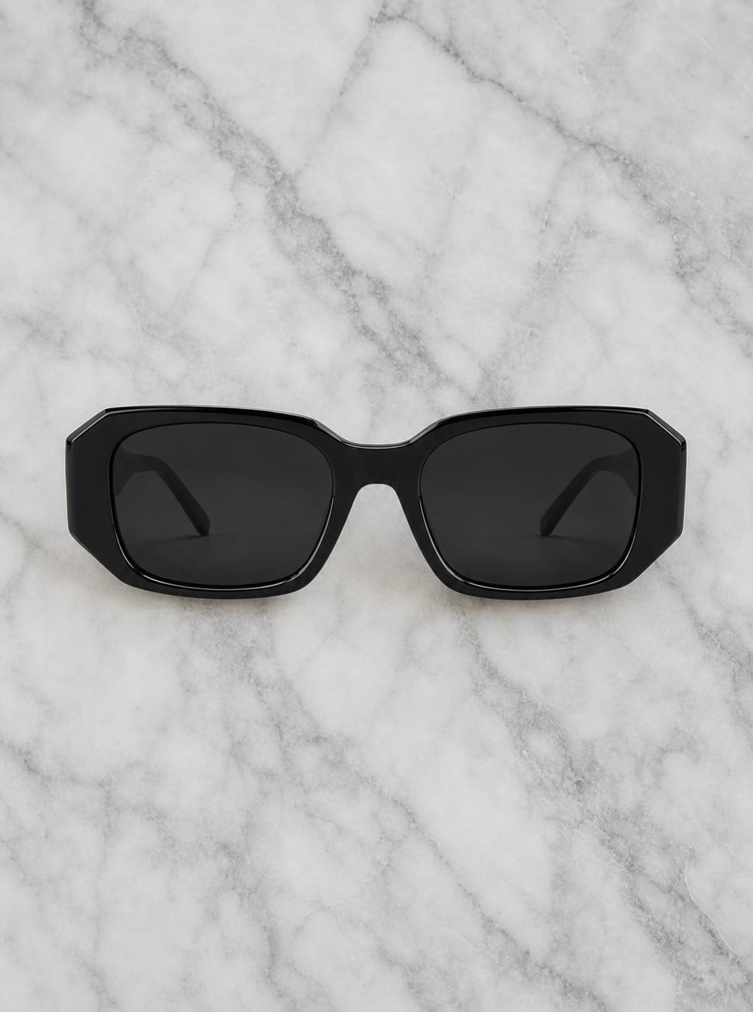 Oversized Black Rectangular Chunky Sunglasses