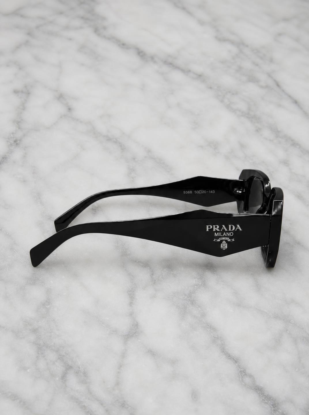 Prada Milano Black Chunky Rectangular Sunglasses Very Good