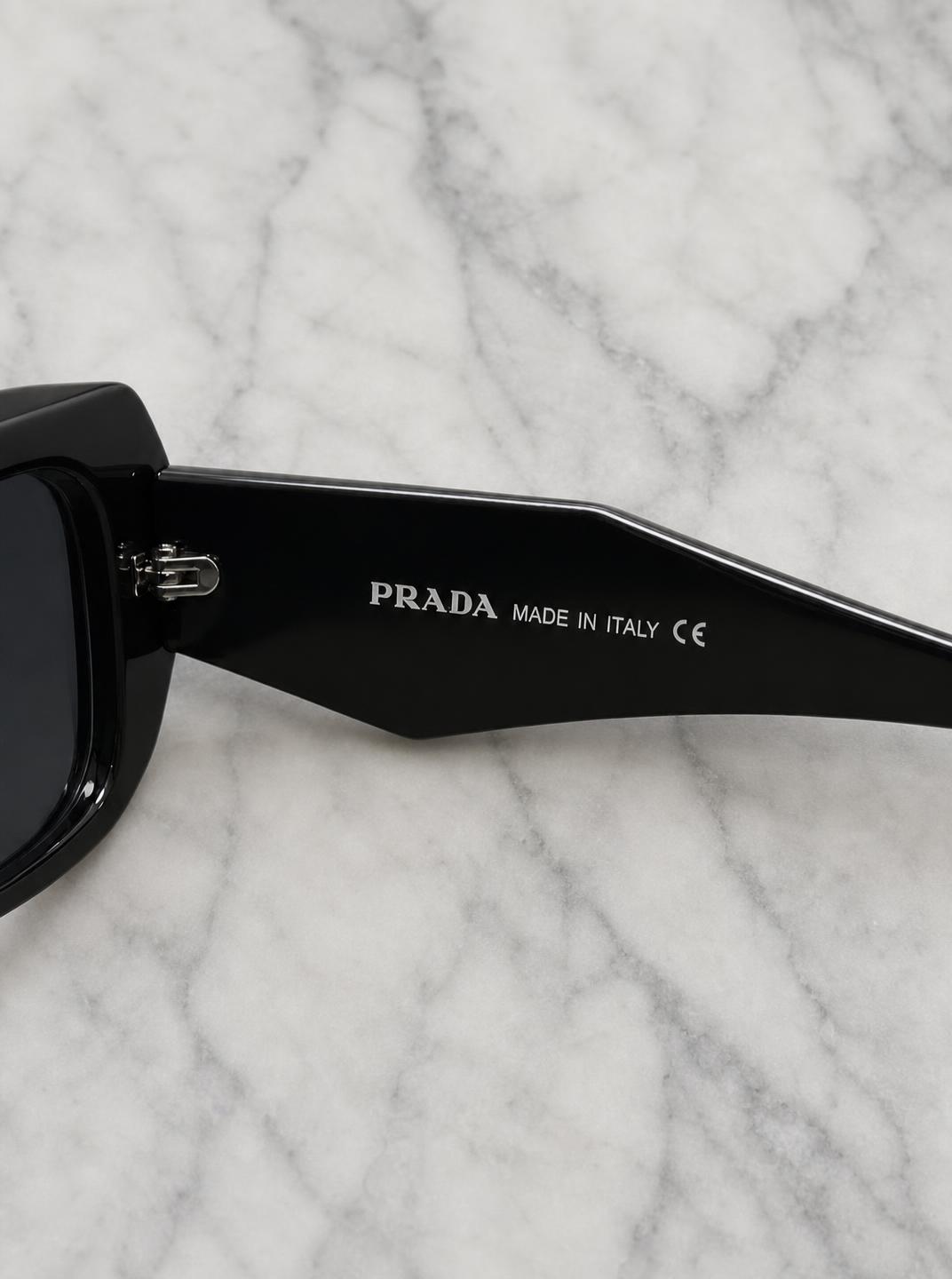 Prada Black Oversized Angular Sunglasses Made in Italy