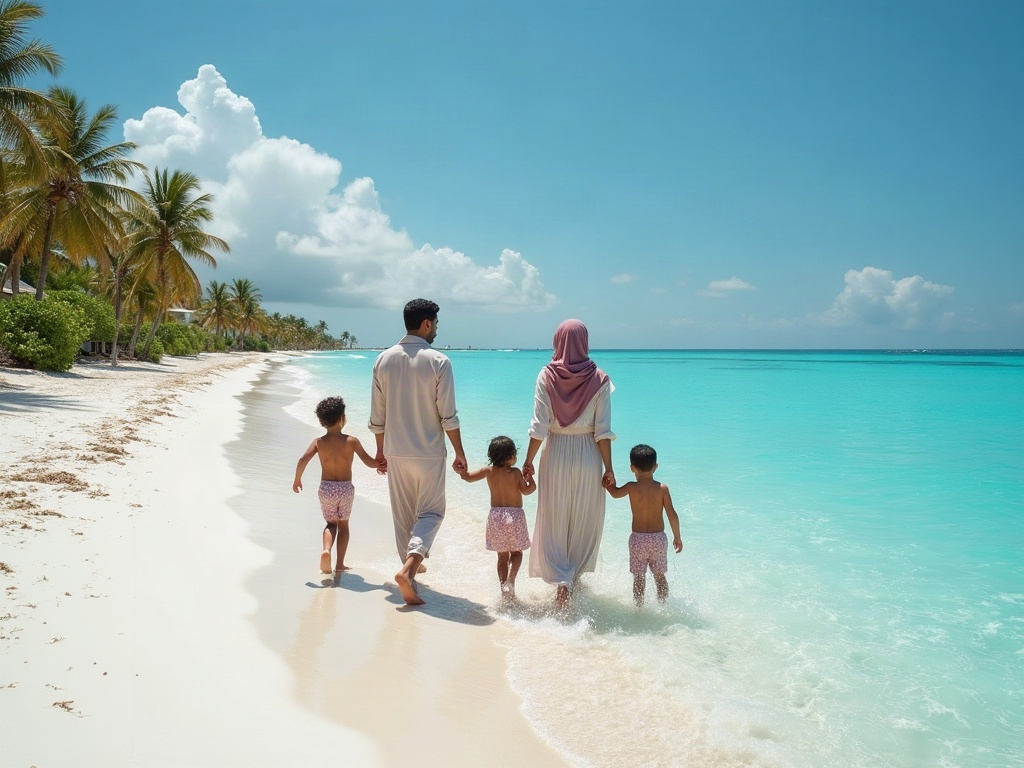 Family Tropical Island Vacation Decision Guide Flowchart. This flowchart guides families through choosing a tropical island destination by considering children's ages, budget, and desired activity levels.