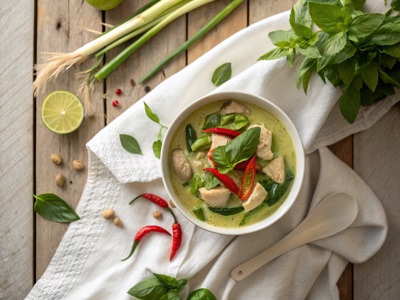 Thai Green Curry with Chicken and Thai Basil
