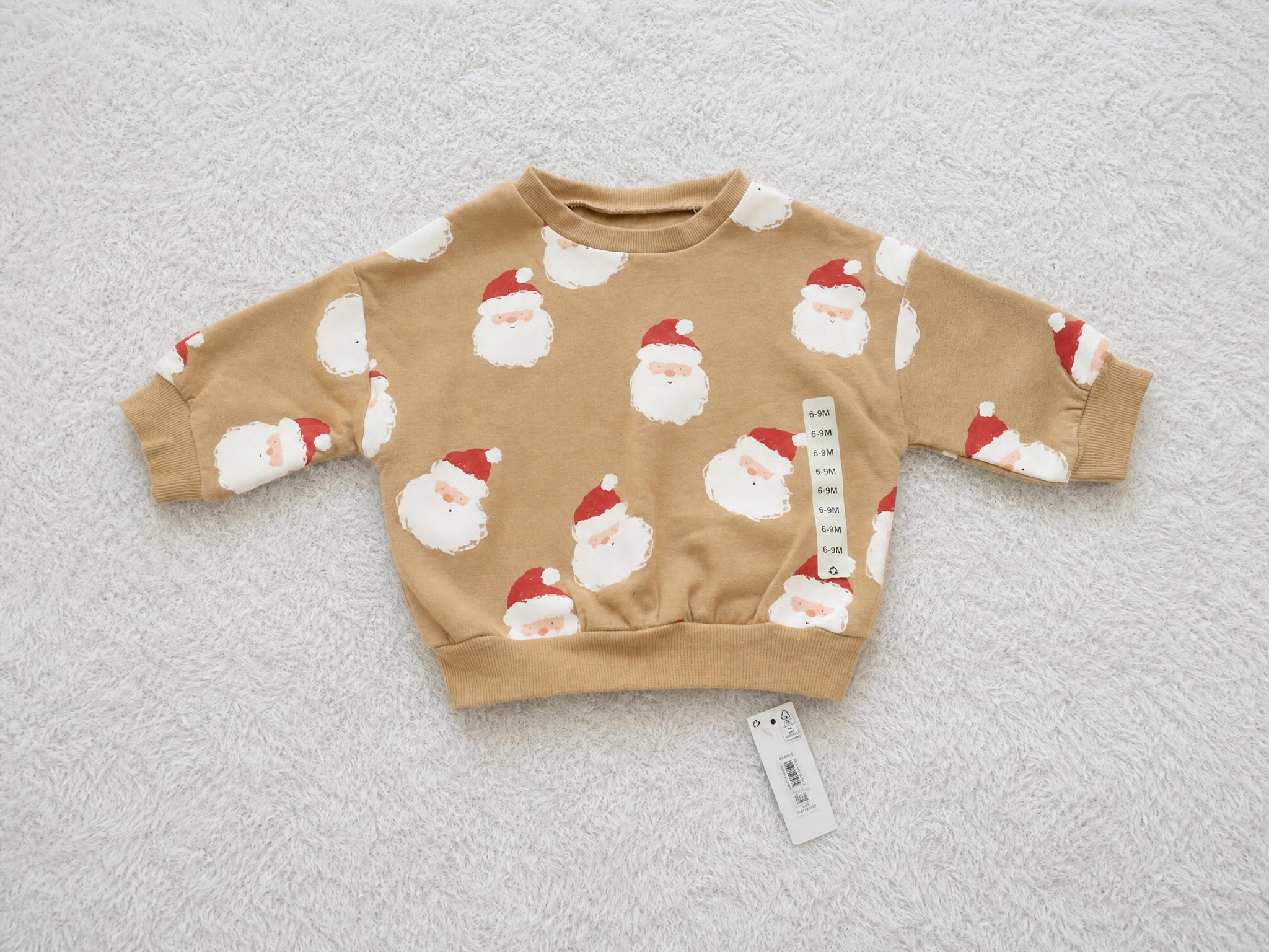 Baby Santa Print Sweatshirt 6-9M New With Tags