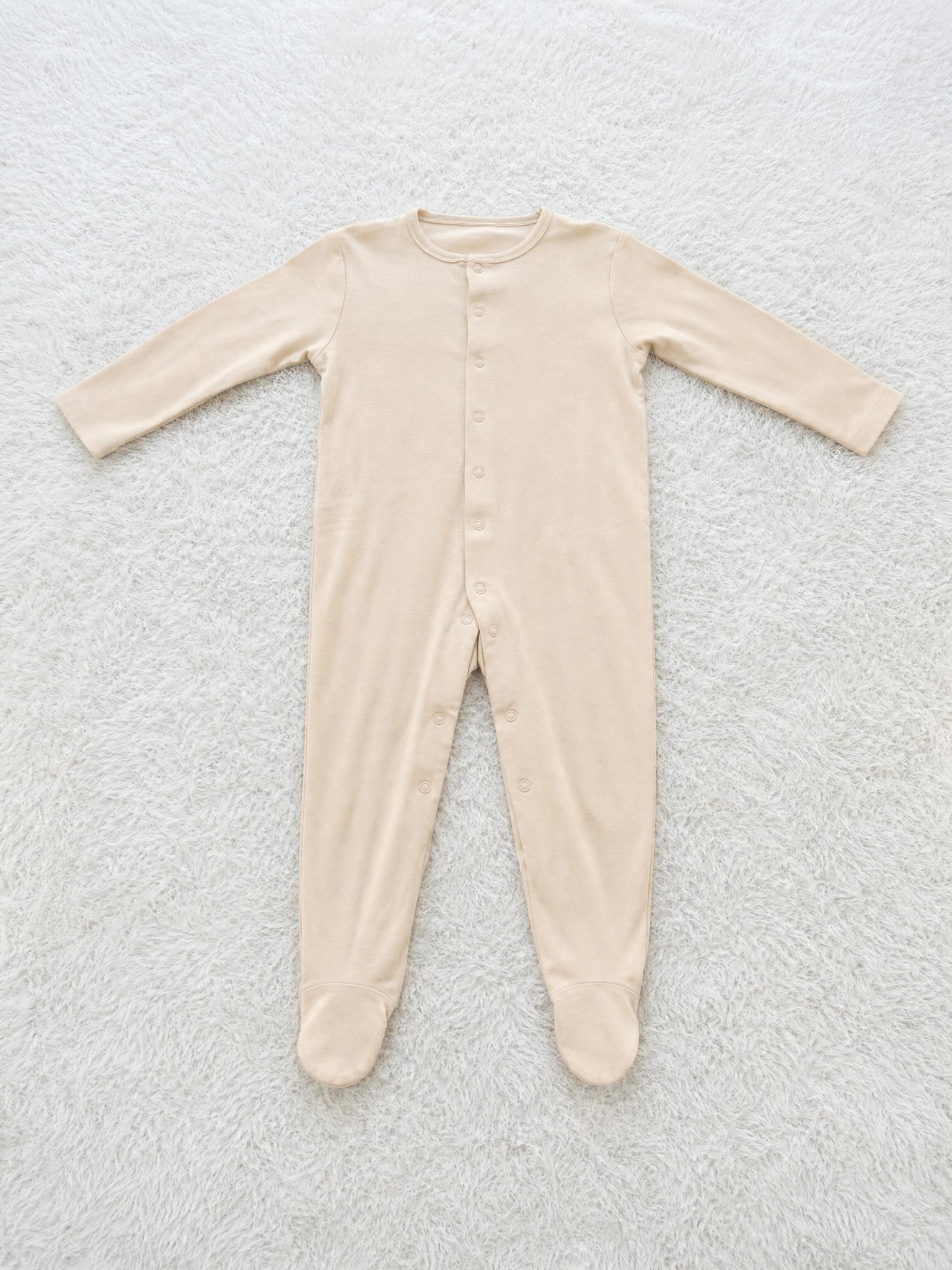 Cream Baby Footed Sleepsuit Romper with Snap Fastenings
