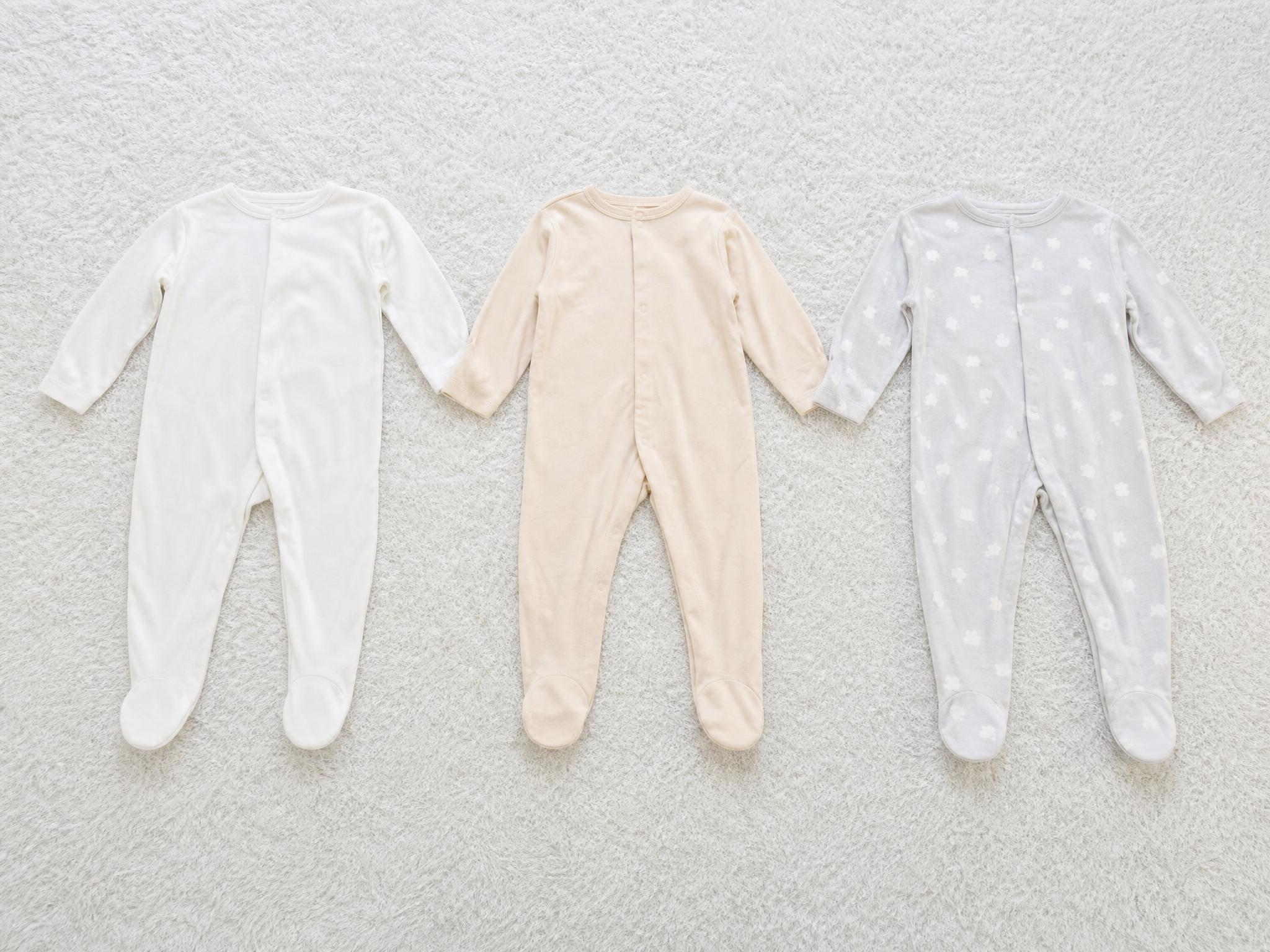 3 Baby Sleepsuits Bundle – Long Sleeve Footed Onesies