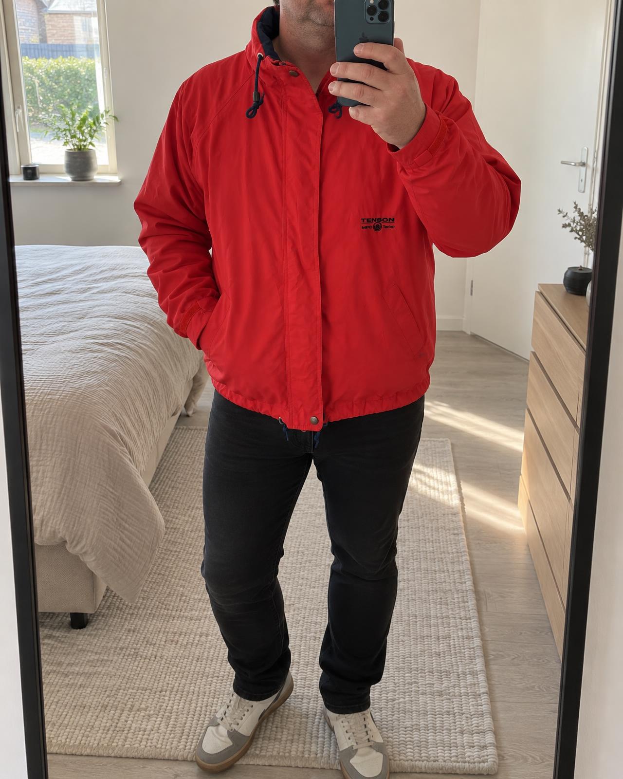 Tenson Red Hooded Outdoor Jacket with Adjustable Details